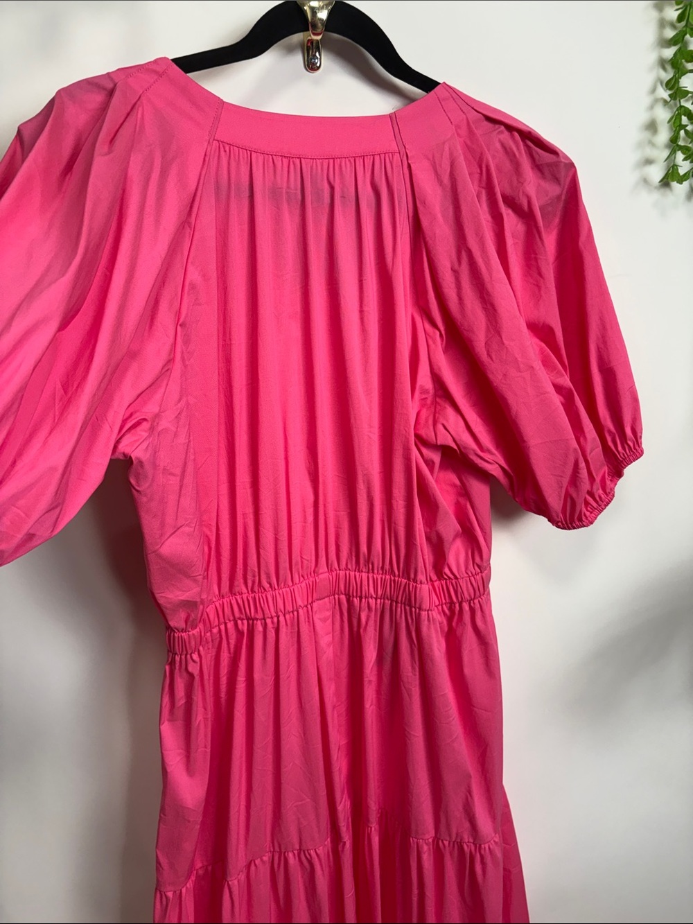 Anne Klein Hot Pink Tiered Maxi Dress with Puff Sleeves - Picture 10 of 14